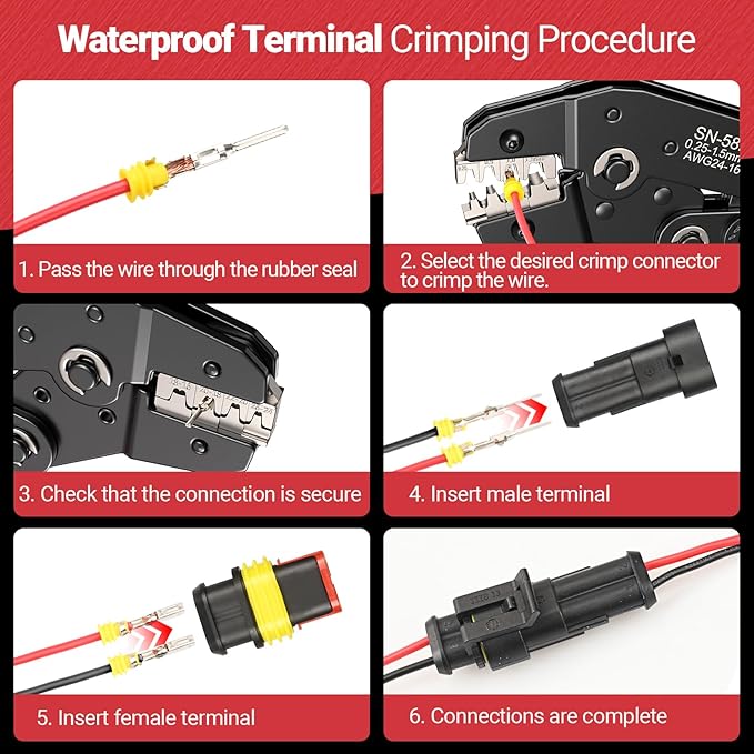 Ratcheting Wire Crimping Tool for AWG 24-16 Open Barrel Terminals – Professional Crimper Tool for JST, DuPont, AMP, Deutsch & Delphi Connectors
