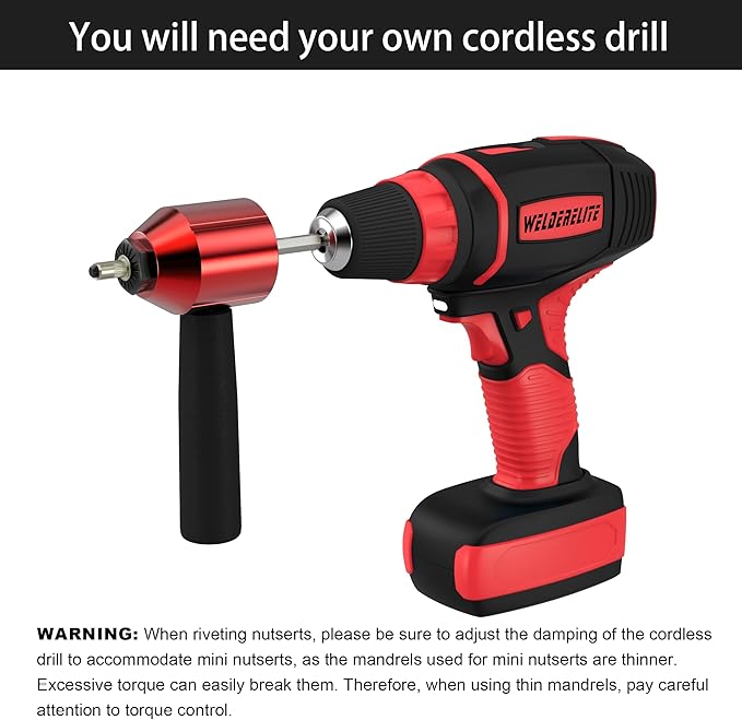 Rivet Nut Drill Adaptor Tool Kit Contains 290 Rivet Nuts and 13 mandrels