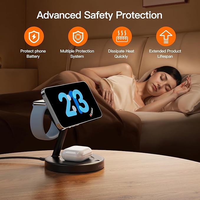2025 3 in 1 Charging Station for Apple iPhone AirPods Watch with Mag-Safe Charger Wireless Charger Stand for iPhone 1716 15 14 13 12 Series AirPods iWatch Series - Gifts for Wife & Husband
