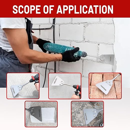 SDS Plus Floor Scraper Kit,Thinset & Vinyl Siding Removal Tool,Heavy Duty 5 Inch x 11 Inch SDS Plus Chisel Bits for Rotary Hammer Drill, Flooring Adhesive Scraper Tool with Replacement Baldes