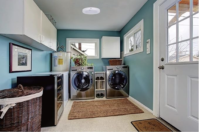 LIT-PaTH LED Flush Mount Ceiling Light, Closet Lighting Fixture with Motion Sensor and Dusk to Dawn, 10.5W, 800 Lumen, 6.2 Inch, Anti-Rust Galvanized Housing, White Finish 5000K 4-Pack