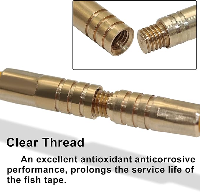 33' Fiberglass Running Electrical Wire Cable Pulling Fish Tape kit with 5 different attachments in a Carrying Case