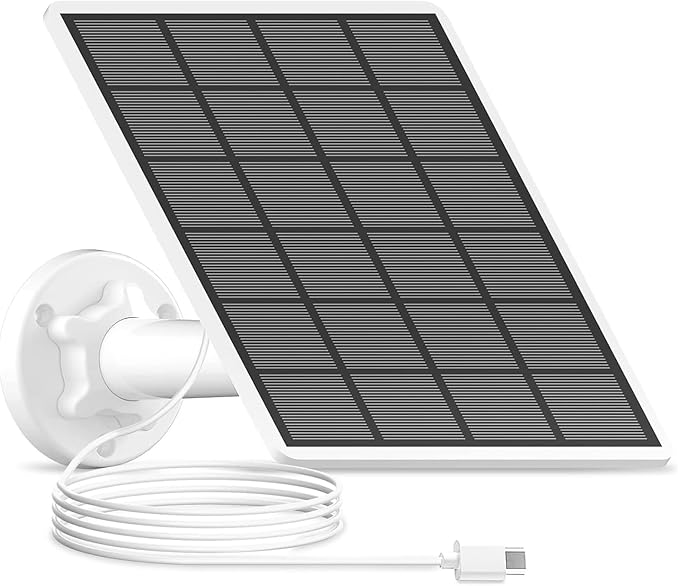 ANRAN 3W Solar Panel with 3M Micro USB & Type-C Port Cable, Compatible with Rechargeable Battery Powered Security Cameras CCTV Cameras, IP65 Waterproof, 360°Adjustable Mounting, Outdoor