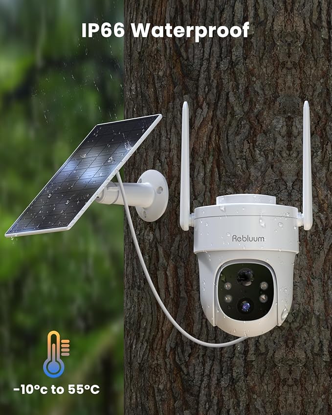 Security Camera Outdoor Wireless, 3K/5MP Solar Camera Outdoor Wireless, Battery Powered 360°PTZ, Color Night Vision,PIR Motion Detection,2-Way Audio,Compatible with Alexa