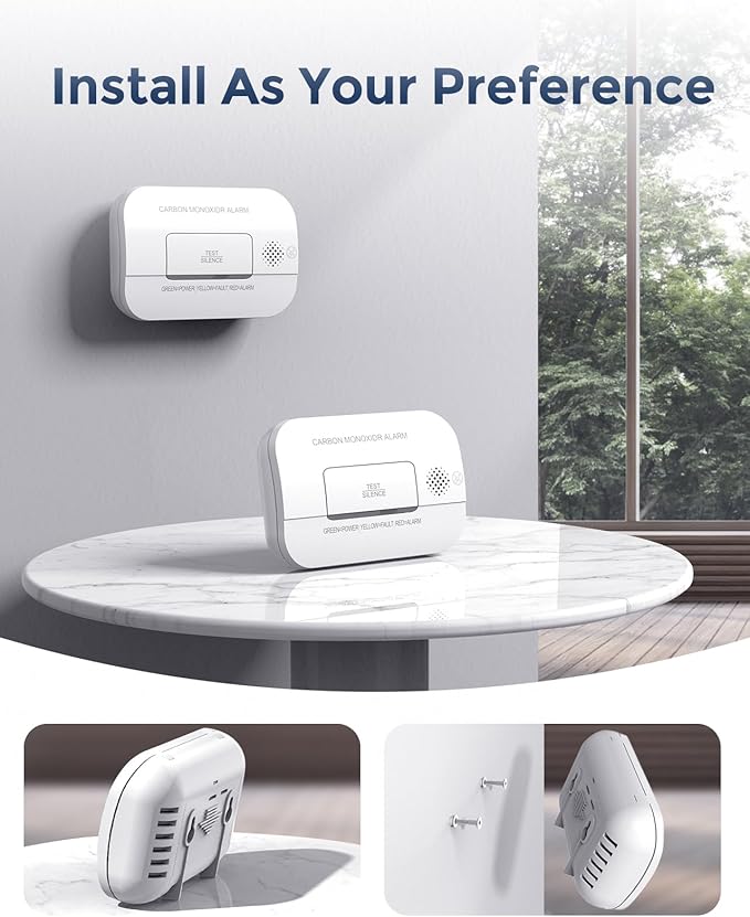 Ecoey Carbon Monoxide Detectors, 10-Year CO Detector with Human Alarm Sounds and Test Button, Carbon Monoxide Alarm Replaceable Battery-Operated for House and Bedroom, FJ127, 2 Packs