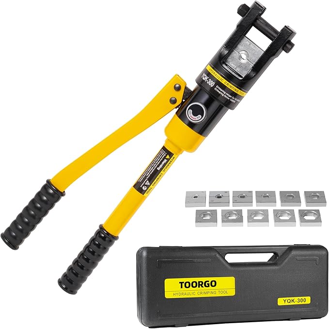 Cable Lug Crimping Tool, 6 AWG to 600 MCM Hydraulic Plier, 16 Ton Hand Crimping Tool for Wires, Terminal, Lug, Crimping Tool Kit with 11 Dies