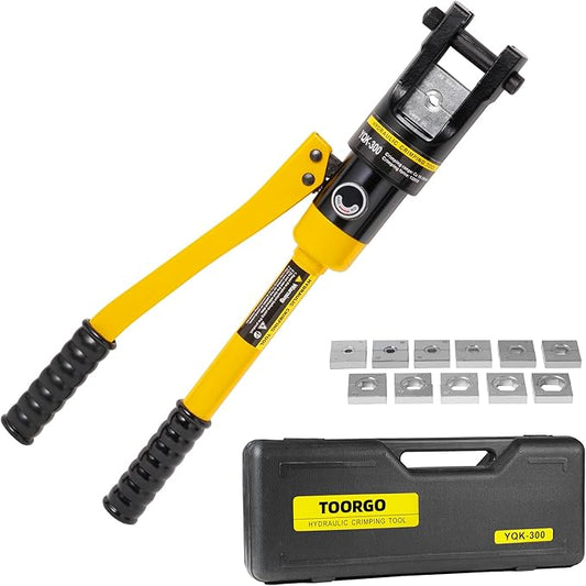 Cable Lug Crimping Tool, 6 AWG to 600 MCM Hydraulic Plier, 16 Ton Hand Crimping Tool for Wires, Terminal, Lug, Crimping Tool Kit with 11 Dies