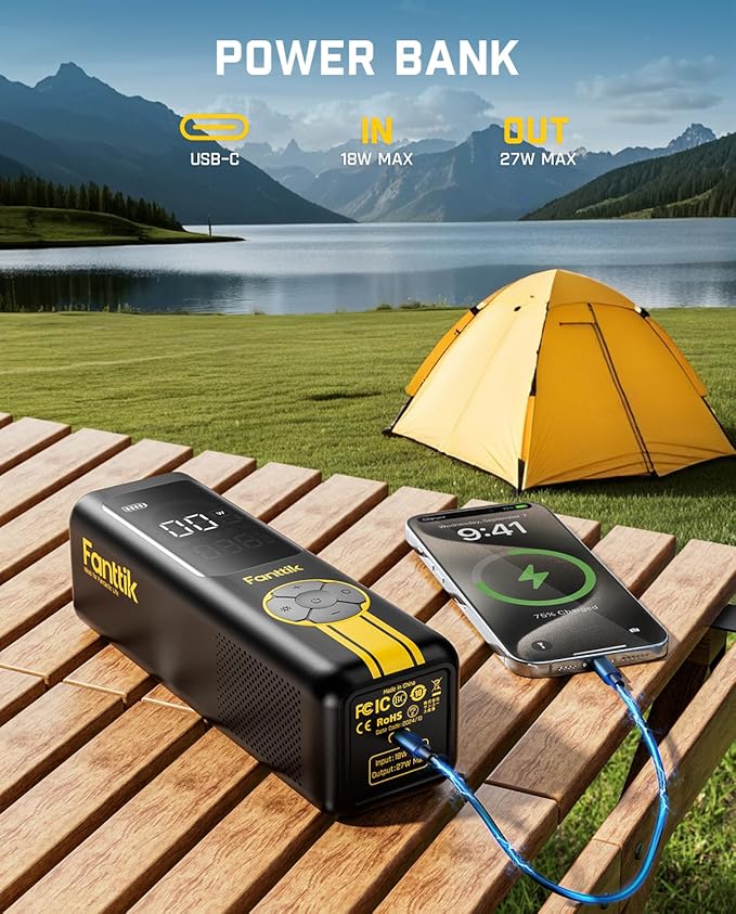 Fanttik X10 Cross Tire Inflator Portable Air Compressor, Fast Inflation/Deflation Air pump, 150PSI Cordless Inflator with Light and Power Bank, Ideal for Car, Bike, Air Mattress, Kayak, Swimming Ring