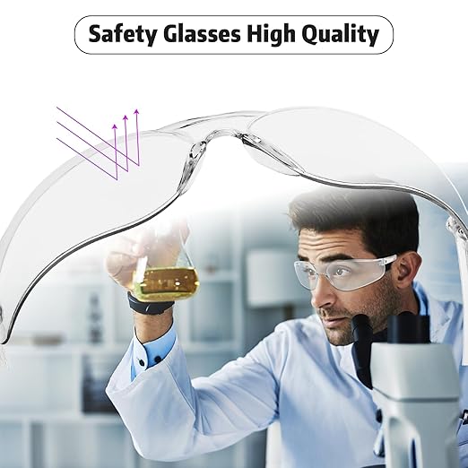 Clear Safety Glasses Bulk of 10 ANSI Z87.1 Protective Eyewear Scratch-Resistant for Work, Lab, Construction