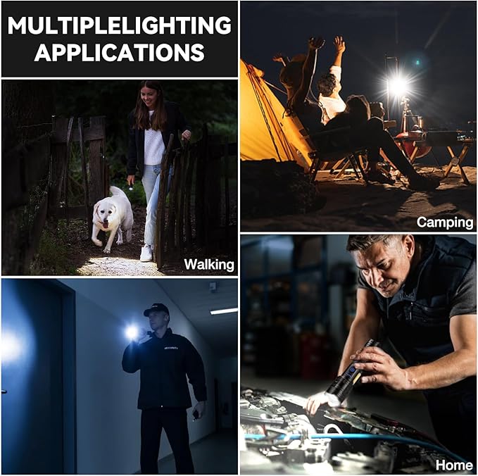 Flashlight Rechargeable 90,000 High Lumen - 2 Pack LED Flash Light with COB, 7 Modes Powerful Handheld Flashlight for Home, Camping (2)