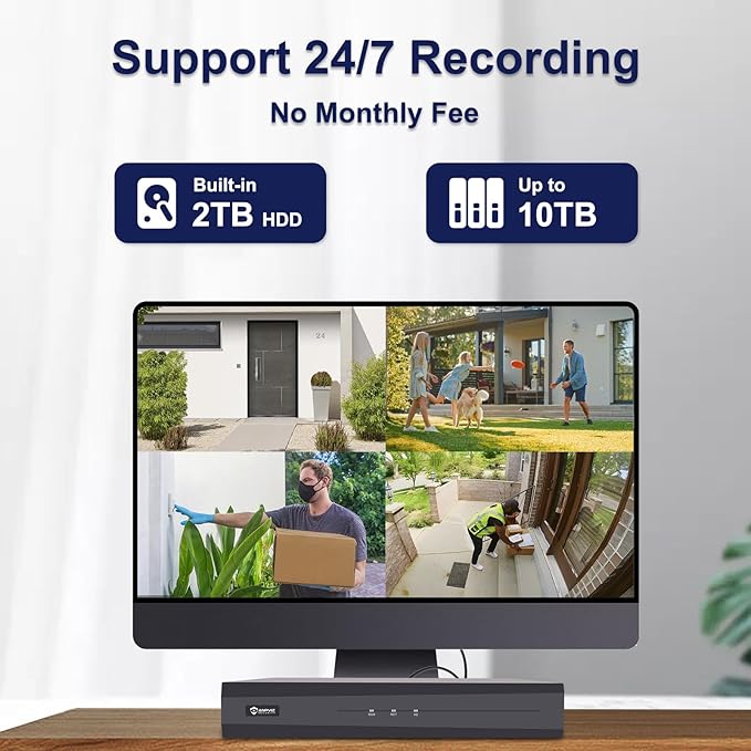 Anpviz 16CH PoE Security Camera System with Two-Way Audio, 16pcs Wired 6MP PoE IP Camera with Human Vehicle Detection, 4K 16CH NVR Built-in 4TB HDD for 24/7 Recording, Smart Color Night Vision