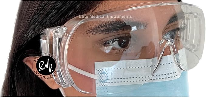 EMI # 412 Clear Safety Glasses Eyewear - Wear Over Glasses – Anti-Fog, Anti-Scratch Protective Eyewear for Medical Professionals, Labs, and Workplaces – Polycarbonate Eye Protection