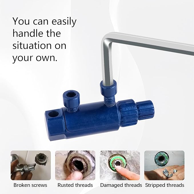 Broken Pipe Extractor Tool - Broken Faucet Removal Tool for 1/2", 3/4", 1" Pipes | Removes Rusted/Damaged Faucet Bolts & Pipe Threads (Blue)