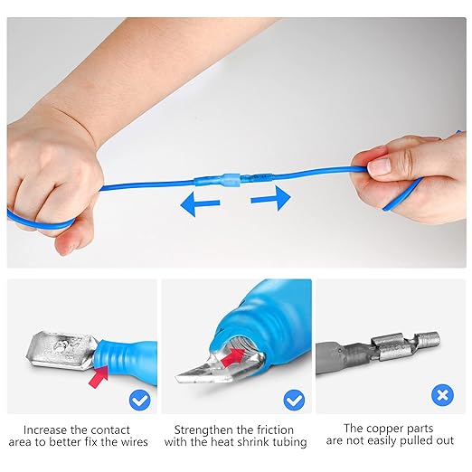 Kuject 840PCS Heat Shrink Wire Connectors Kit, Electrical Waterproof Crimp Butt Terminals, Insulated Spade Connectors for Automotive Marine Boat Truck, Include Rings Forks Spade Butt Splices