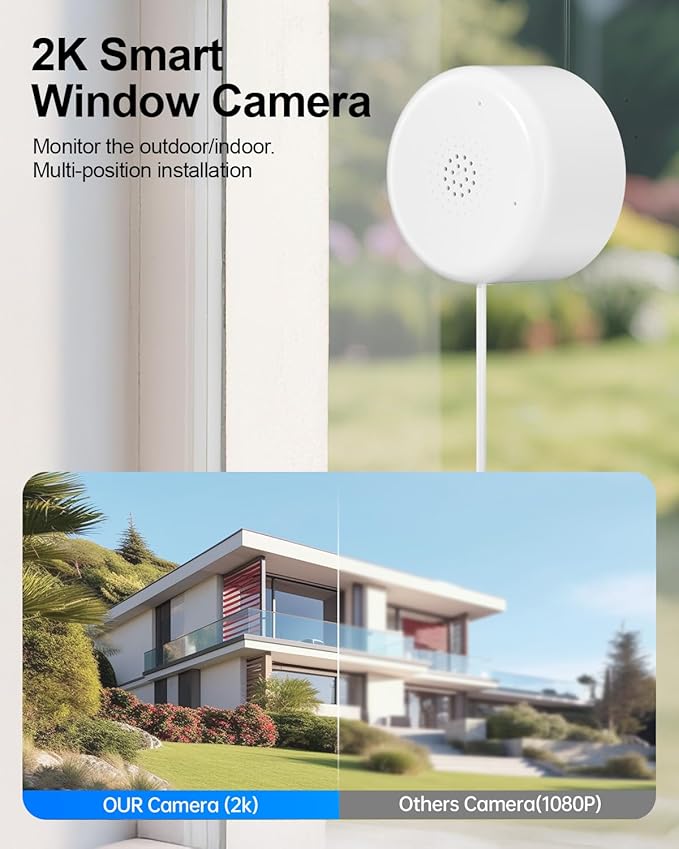 Window Camera-2K Security Camera for Baby/Pet/Elderly,WiFi Indoor Cameras for Home Security with Blacklight Full Color Night Vision,Human & Motion Detection,2-Way Audio,911 Alert,24/7 Recording (2PCS)