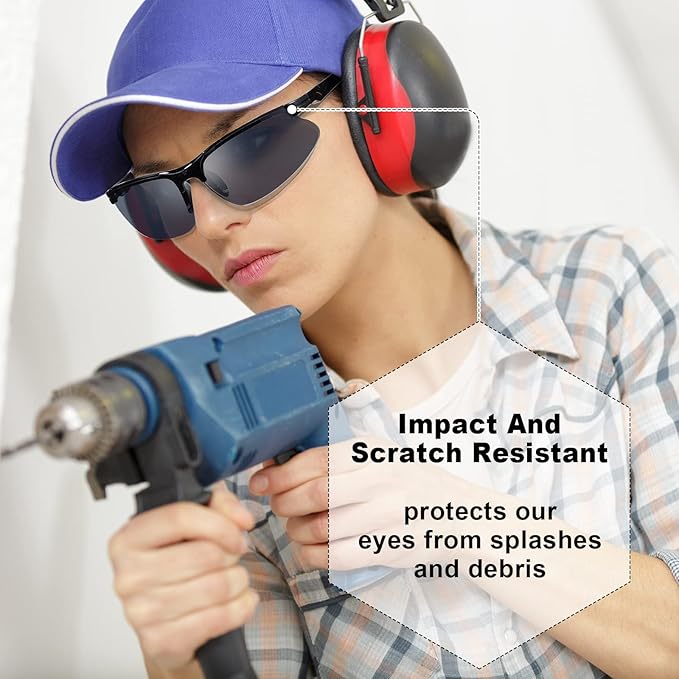 Kathfly 36 Pcs Safety Glasses Work Scratch Resistant Glasses Protective Safety Goggles Eyewear with Lens(Black)