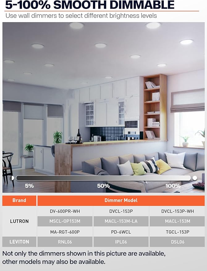 24 Pack 5/6 Inch Black LED Can Lights Retrofit Recessed Lighting, 5CCT 6 Inch Recessed Lights Selectable 2700K-6000K Dimmable, 12W=75W, 1200LM Downlight with Metal Smooth Trim-ETL and Energy Star