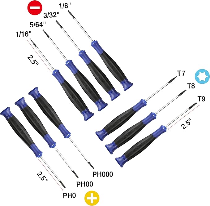 WORKPRO 10-Piece Precision Screwdriver Set with Pouch, Magnetic Small Screwdrivers with Phillips, Slotted, Torx Star, Mini Screwdriver Repair Tool Kit for Eyeglass, Watch, Computer, Laptop, Phone