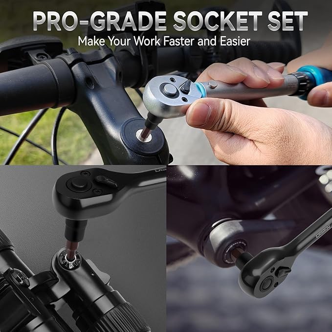 DISEN 32-Piece HEX Bit Socket Set, SAE & Metric Allen Wrench Socket Set with Enhanced Storage Case, Premium Heat Treated Chrome Vanadium Steel & S2 Alloy Steel