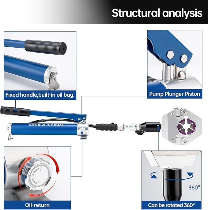 IBOSAD Hydraulic Hose Crimper Hydra-Krimp 71500 Manual A/C Hose Crimper Kit Air Conditioning Repaire Handheld Hydraulic Hose Crimping Tool (Split with Manual Pump)