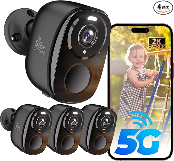 5G/2.4G WiFi Security Cameras Wireless Outdoor, 2K 5G Security Camera with AI Motion Detection, Color Night Vision, Siren, IP65, 2-Way-Audio, Support Alexa&Google Assistant, Cloud/SD (4)