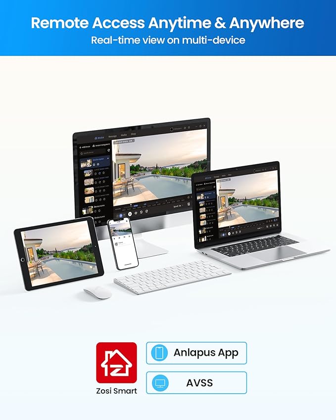 ZOSI 4K 8CH PoE Security Camera System (16CH Expandable), H.265+ 8CH NVR with 2TB HDD for 24/7 Record, 8 x 8MP PoE IP Cameras Outdoor Indoor, Human Detection, One-Way Audio, 100ft IR Night Vision