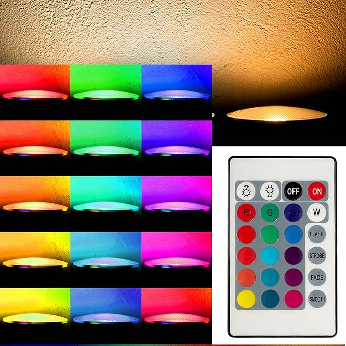 2Pack PAR30 LED Bulb, 30W RGB+Warm White(3000K) LED Flood Light Indoor/Outdoor, Dimmable Color Changing Spotlight with Remote Control, Lawn Lamp for Home Courtyard Christmas Party Decoration