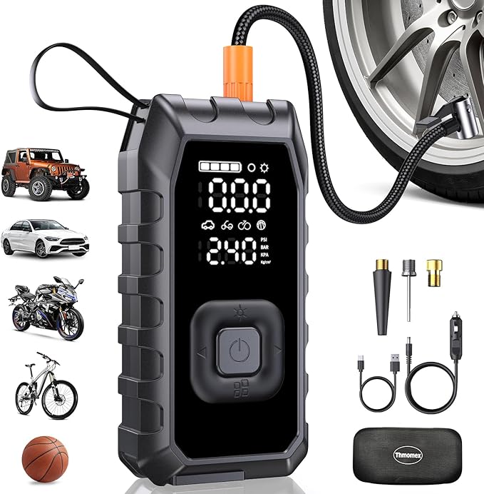 Tire Inflator Portable Air Compressor, 180PSI Faster Inflation Cordless Air Compressor, 20000mAh & 30W Fast Charge, Dual Cylinder Electric Air Pump for Heavy-Duty Vehicles, Car, Motorcycle, Bike, Ball