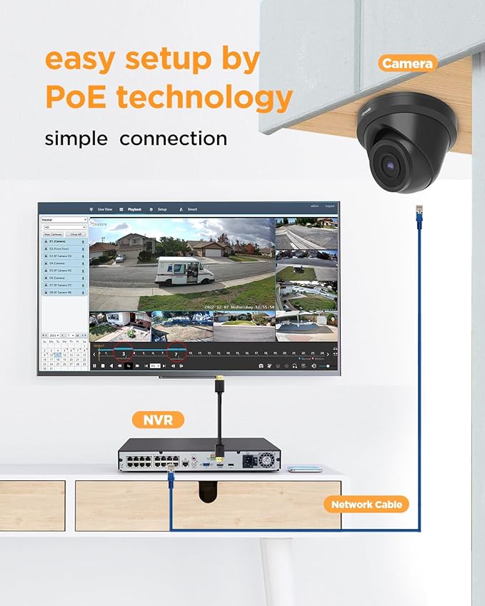 16 Channel Security Camera System, 12x 5MP Wired IP Dome Turret PoE Camera Outdoor, AI Human Detection, Built-in Mic, Remote Access, 4K 16 Channel NVR 4TB HDD for 24-7 Recording, PD93A31216-5M