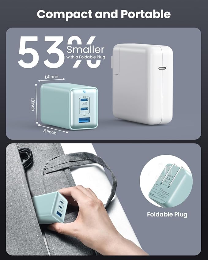 150W USB C Charger Block,GaN III Compact Foldable Wall Charger 3 Port Fast Charging Station,PD QC PPS Portable USB C Hub 100W Laptop Adapter for MacBook Pro/Air,iPad,iPhone 16/Pro,Galaxy S24,Dell etc