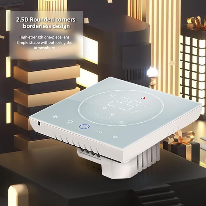 Programmable Thermostat, Ultra Slim 13mm Smart Thermostat for Office (White)