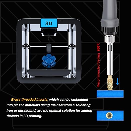 Kadrick 200Pcs M3 Threaded Inserts for 3D Printing Components,M3*H4*D4.5 Metric Brass Knurled Nuts, Insert by Heat into Plastic Parts