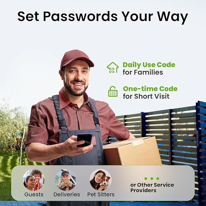 Ghome Smart Deadbolt Lock for Front Door, Keyless Entry Door Lock with Keypad, App Remote, Auto Lock, Easy Installation, Fingerprint Door Lock for Home, Airbnb, Apartment, Garage, Zn-Al-Cu Alloy Black