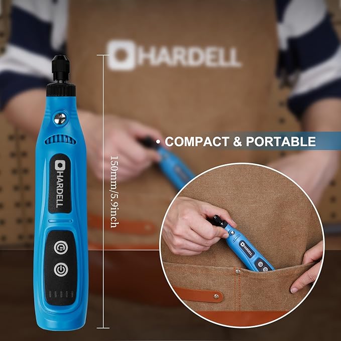 HARDELL Mini Cordless Rotary Tool - 3.7V Portable Power Tool with 43 Accessories, 5-Speed Adjustable, Type-C Charging for Sanding DIY Crafting, Jewelry Polishing, Detail Work