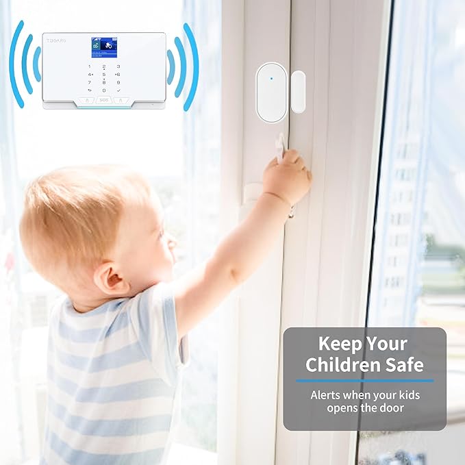 Door Sensor Detector,Smart Wireless Window Sensor Real time Alarm Compatible with Security Alarm System&Alexa&Google Assistant,Home Security Door Open Contact Sensor for Bussiness Burglar Alert