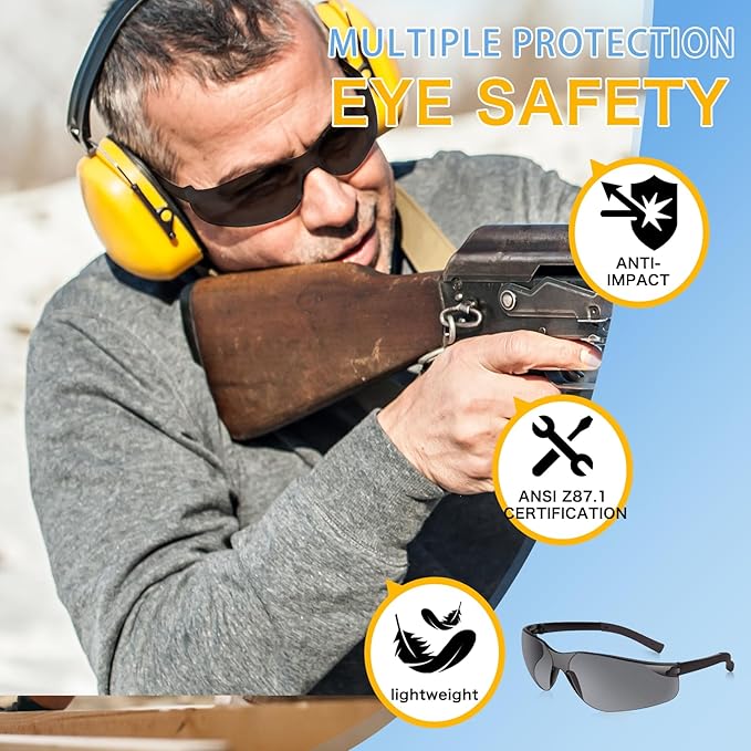 Safety Glasses ANSI Z87.1 Certified for Men & Women - Durable Lab Protective Eyewear for Chemistry & Research
