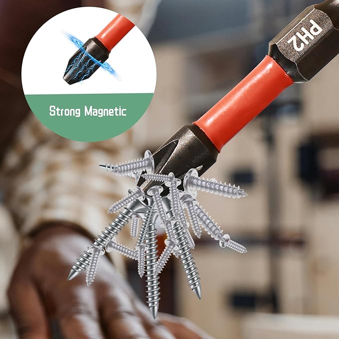 Impact #2 Phillips Screwdriver Bit Set, 10 Pieces 2” S2 Steel Magnetic PH2 Tips Driver Power Bit Set with Organizer Case