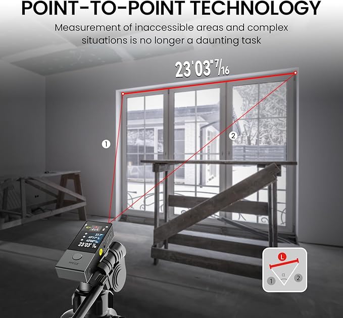 MiLESEEY 330 ft Smart Laser Tape Measure & Digital Ruler D9 PRO– IPS Touchscreen, App‑Sync, Visual Aligning Indicator, P2P, Live Angle Display Professional Measuring Tool