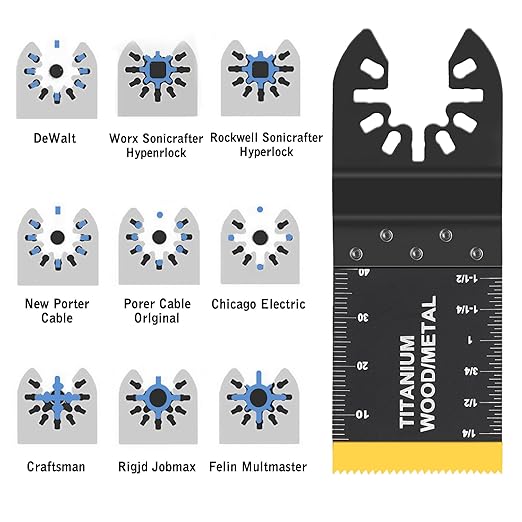 50pcs Wood Plastics Metal Multitool Blades Titanium oscillating Saw Blades Quick Release Fit Dewalt Tools Bosch Porter Cable Black & Decker Rockwell Ryobi Milwaukee Chicago Craftsman Makita…