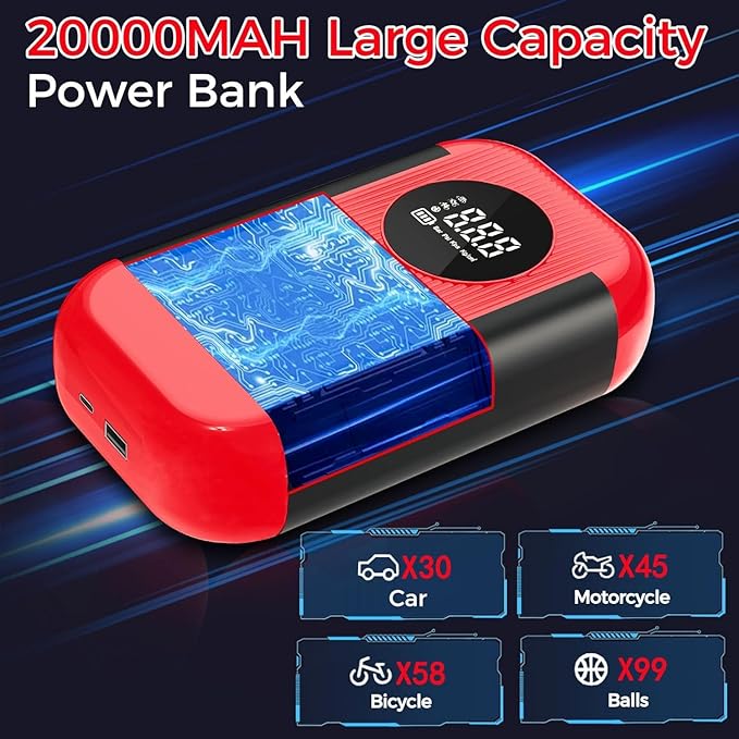 Jump Starter with Air Compressor,5000A Portable Car Battery Booster (10 Gas/8L Diesel) with 150PSI Tire Inflator,12V Car Battery Jump Box,Cordless Air Pump for,Motorcycle,Bike, Balls,LED Light