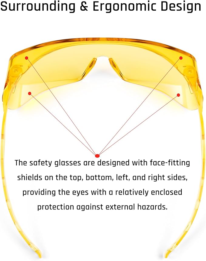 ANSI Z87.1 Safety Glasses Lightweight Anti Fog OTG Safety Goggles for Lab Industrial Shooting Woodworking Medical Dental
