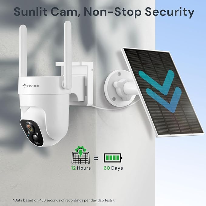 2K Solar Security Camera Wireless Outdoor, 360° View Pan/Tilt Battery Camera for Home Security, Color Night Vision, Spotlight, 2-Way Audio, PIR Motion Sensor, 2.4GHz WiFi Only, Weatherproof