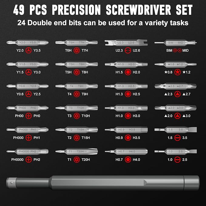 SHARDEN Precision Screwdriver Set, 60 in 1 Screw Driver Set Kit with Torx, Phillips, Flathead, Mini Repair Tools Kit for Laptop, Phone, MacBook, Computer, Electronics, Glasses, Watch