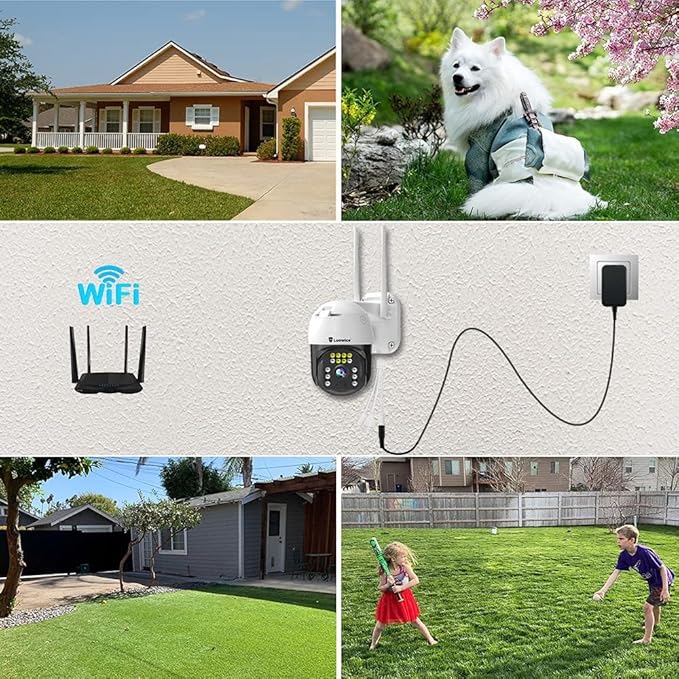 8MP PTZ Security Camera Outdoor FHD WiFi IP Camera with Humaniod Detection, Auto Tracking, Color Night Vision, Pan and Tilt, Two Way Talk, Floodlight and Siren, Waterproof