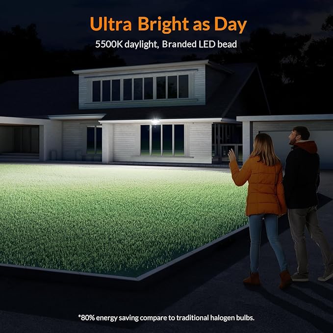 LEPOWER LED Motion Sensor Security Lights, 3 Head Motion Detected, 38W, 4200LM, Waterproof IP65, 5500K, Full Metal for Outdoor, Garage, Porch, Yard (Black)