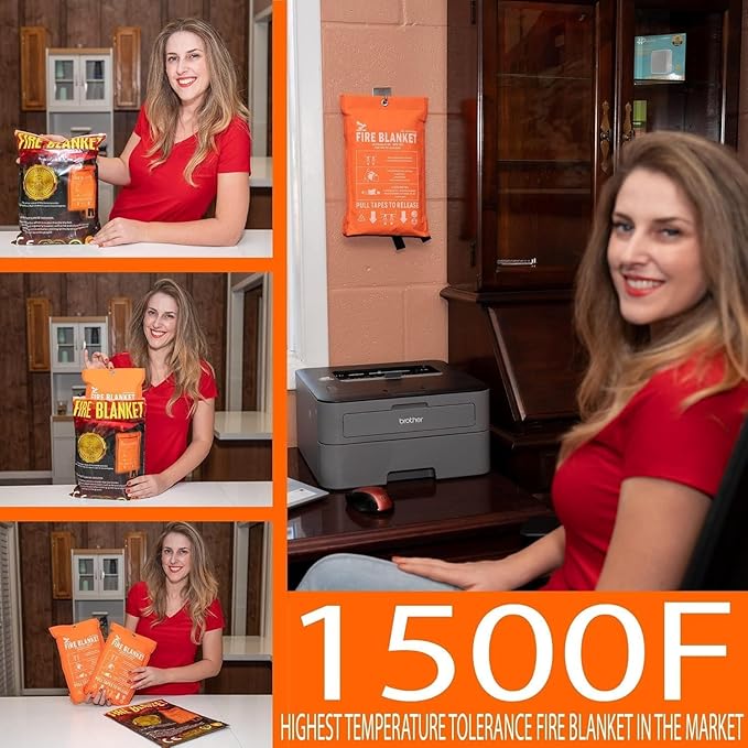 Supa Ant Emergency Fire Blanket for Home and Kitchen - 4 Pack 1500F High Visibility (Glow in The Dark) Smother Kitchen Fire Blanket - CE Certified Hero Fire Blankets Emergency for Home (40in)