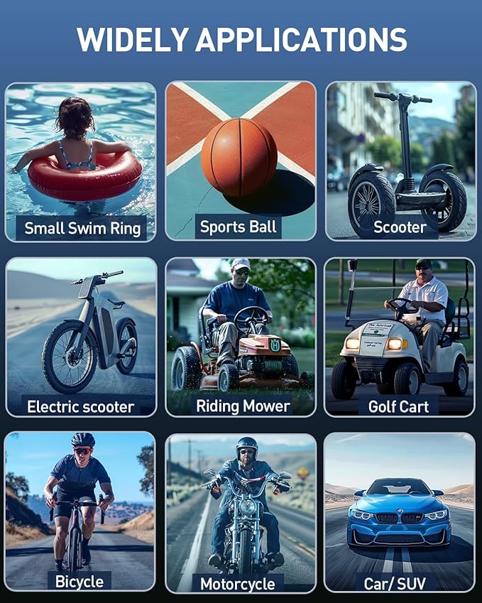 Tire Inflator Portable Air Compressor,Portable Tire Inflator for Car,Compact Air Pump for Car Tires,Bicycle,Ball,Rechargeable Air Pump with Digital Pressure Gauge and LED Lighth