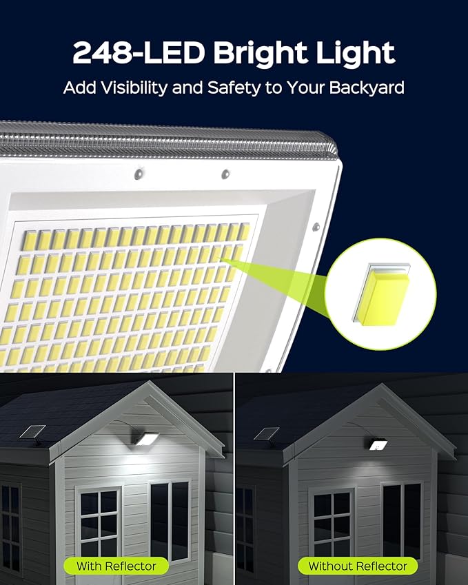 JACKYLED Solar Lights Outdoor Waterproof 80% Brighter Light, Motion Sensor Security Light with 16.4ft Cord, Dusk to Dawn Solar Powered Flood Lights for Patio, Yard, Garage, 1-Pack