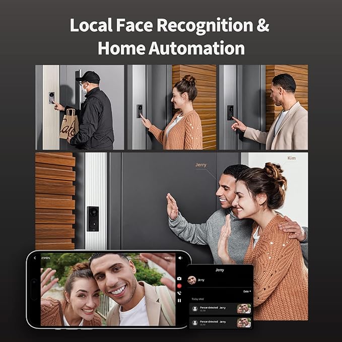 Aqara Video Doorbell G4 (Chime Included), 1080p FHD HomeKit Secure Video Doorbell Camera, Local Face Recognition and Automations, Wireless or Wired, Supports Apple Home, Alexa, Google, IFTTT, Gray