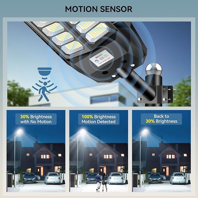 8000W Solar Lights Outdoor, Solar Street Lights Outdoor Waterproof with Motion Sensor and Remote Control, 6500K Dusk to Dawn Security Flood Lights for Outside, Yard, Parking Lot, Garden, 2 Pack